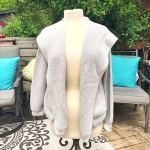 St. John Gray Hooded Knitted Wool Cardigan Sweater